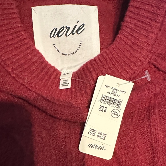 Aerie Burgundy Crewneck Sweater - Picture 2 of 3